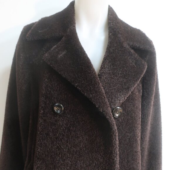 Womens Max Mara Dark Chocolate Brown Alpaca Wool Double Breasted Coat 4 - Picture 2 of 16